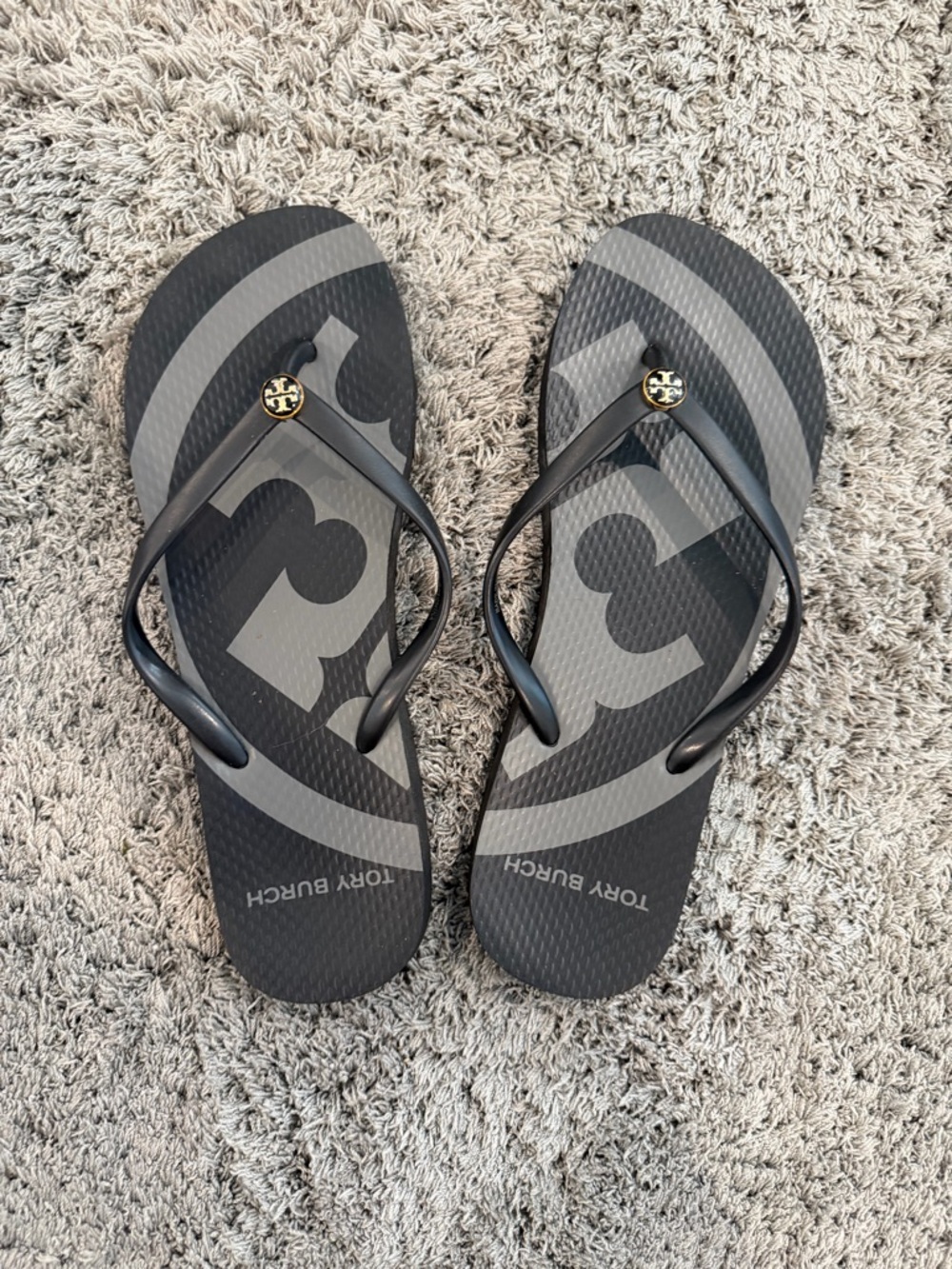 Tory Burch Black Logo Flip Flop Sandals - Picture 2 of 3